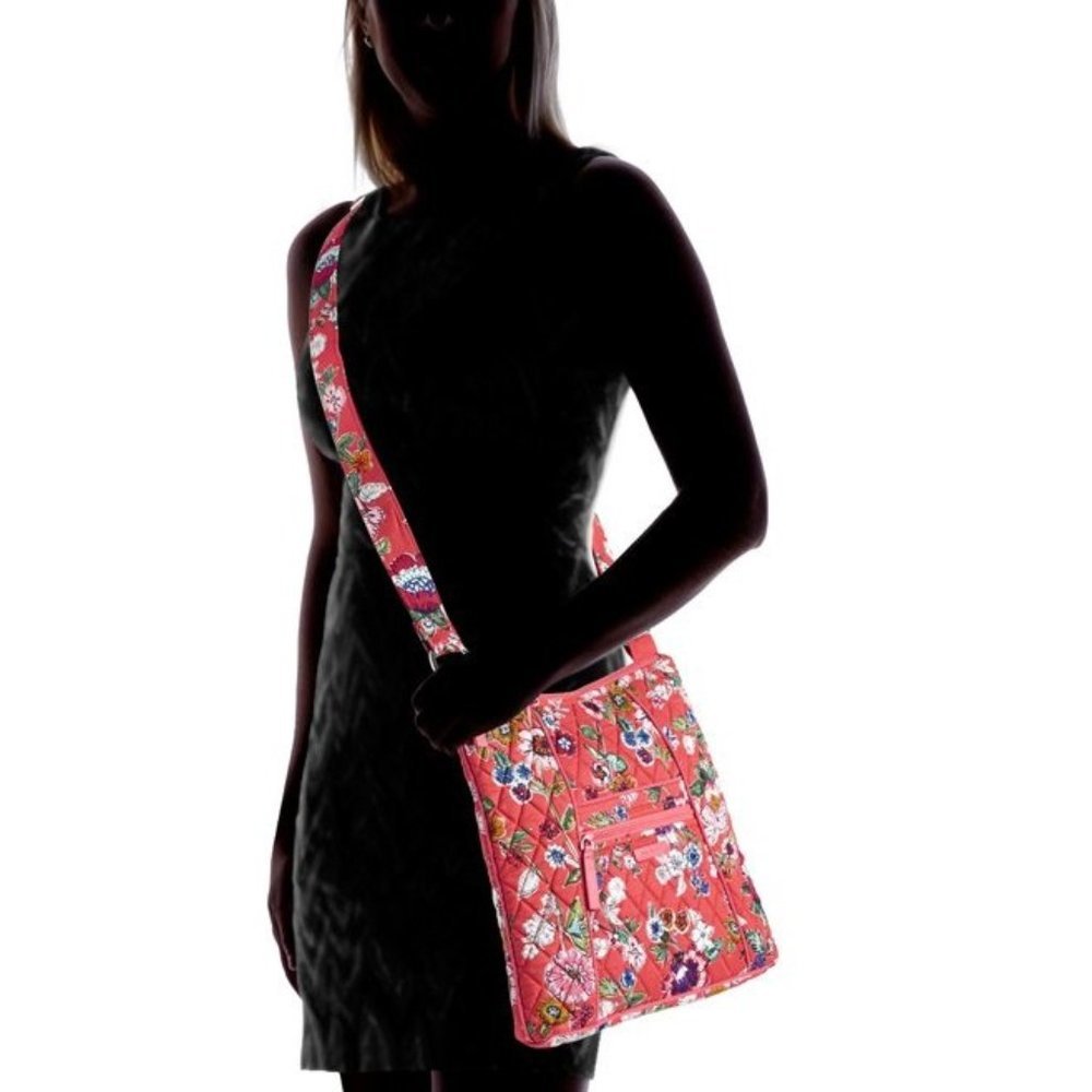 Vera Bradley Mini Hobo Hipster Shoulder Crossbody Bag Purse Coral Floral Spring - Picture 1 of 8
